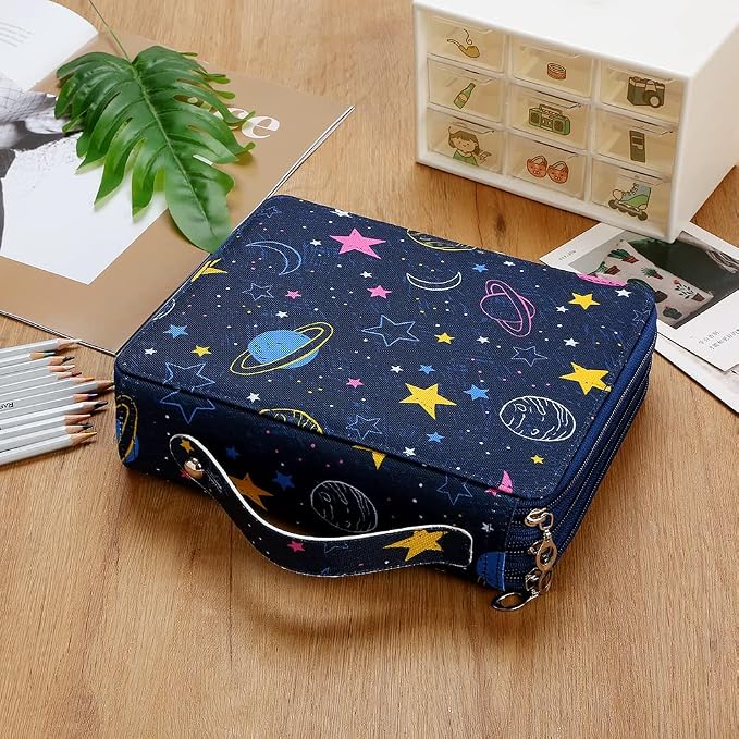 120 Slots Colored Pencil Case Organizer, 3 Layer Bag | Twill Oxford fabric,127 elastic loops,detachable handle,for travel, home storage,drawing tools,creative gifts - Image 6