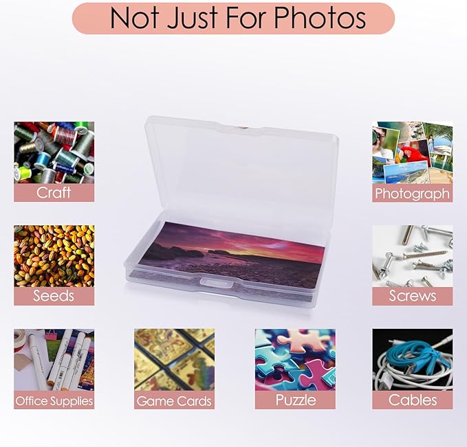 Photo Storage Box 5" x 7", Extra Large Photo Storage Container | 18 Inner Cases, Clear Picture Box with Handle, Seeds Organizer for Pictures, Arts, Crafts, Sewing, Stickers, Office Supplies - Image 6