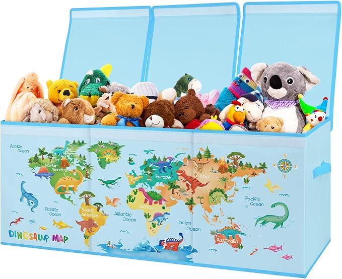 Large Toy Box Collapsible Chest Organizer with Flip Lid for Kids | Oxford Storage Box with Handle for Boy Girl Sturdy Waterproof Organizing Decor for Bedroom Playroom Nursery 37.7×12.5×15.7'' by Decalsweet