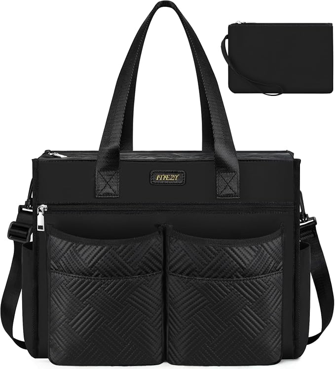 ITIEZY Large Utility Tote Bag for Women with 18 Pockets, Waterproof Teacher Nurse Bags with Zipper for Everyday Travel Work by ITIEZY
