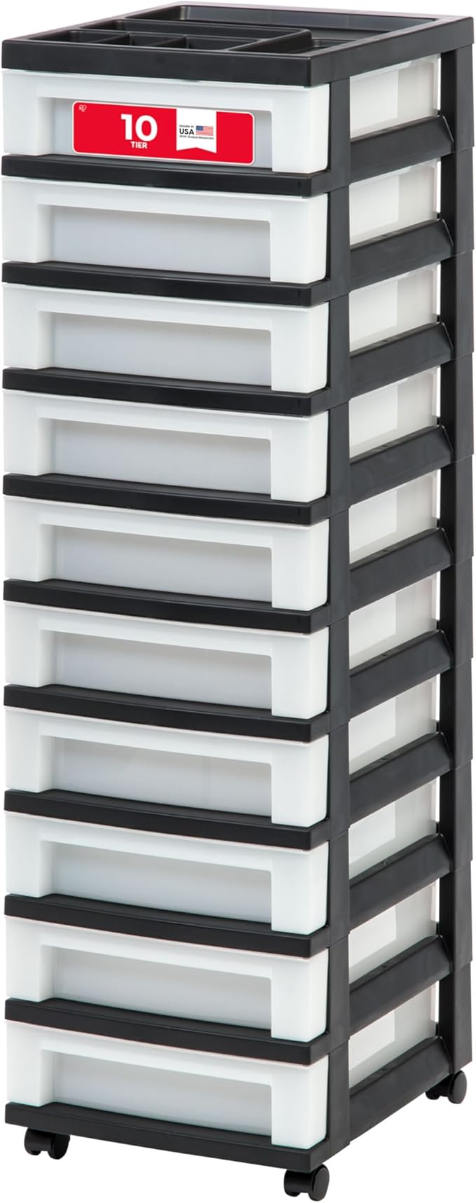 IRIS USA 10-Drawer Rolling Storage Cart, Black/Pearl | Keep classroom supplies, teacher essentials, craft materials, and learning tools organized with easy-access drawers. by IRISUSA