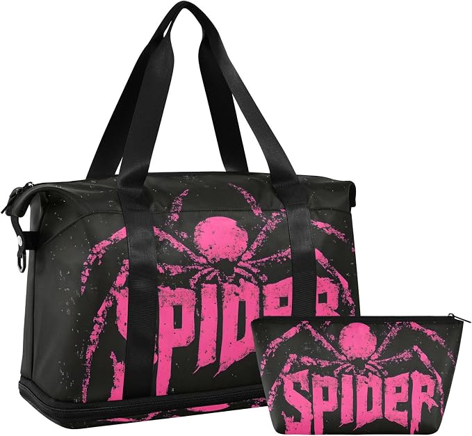 Travel Duffel Tote Bag Spider Sports Duffel Bag with Wet Pocket Weekender Overnight Bag for Women Men Gym Bag, Carry On Bag Hospital Bag for Labor and Delivery - Image 7