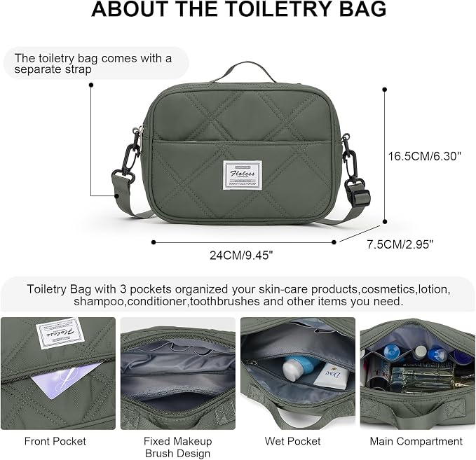 Weekender Bags for Women, Personal Item Travel Bag with Shoes Compartment | Overnight Travel Duffel Bag with Quilted Toiletry Bag, Airplane Friendly Carry-On Bag - Image 5
