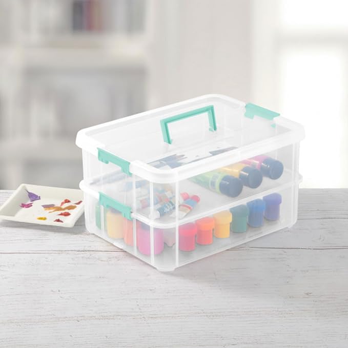 STERILITE Convenient Home 2-Tier Layer Stack Carry Storage Box, Clear 12-Pack 12 X 1 - Image 6