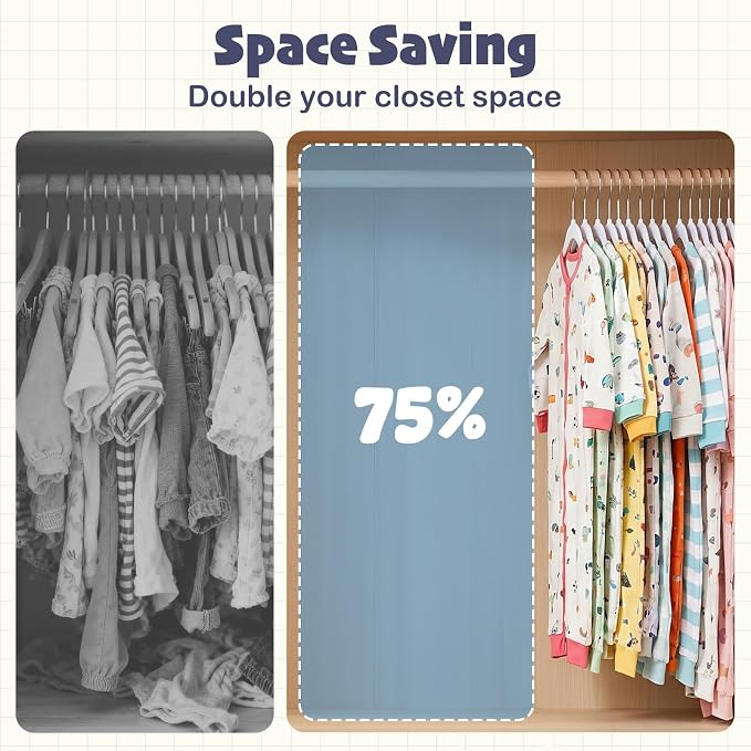 HOUSE DAY 11 Inch Velvet Baby Hangers 50 Pack, Premium Kids Hangers White | Durable Non Slip Small Baby Felt Hanger for Children Closet, Infant & Toddler Clothes, Ideal for Everyday Use - Image 6