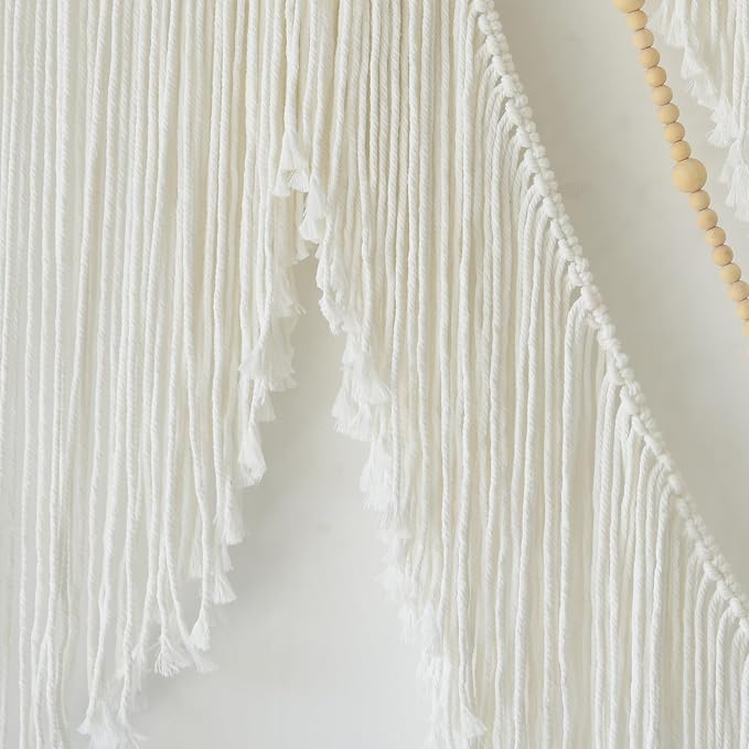 Macrame Wall Hanging Boho Yarn Art Tassel Beaded Handmade Decor 57"W*41"L | Fiber Wall Hanging, Large Wall Decor, Handmade Textile Art, Cotton Rope Craft, Beaded Tassel Accent, for Living Room Bedroom - Image 8