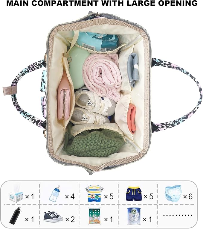 Leopard Baby Diaper Bag Backpack for Women, Large Capacity Waterproof Maternity Travel Nappy Backpacks with Stroller Straps - Image 4