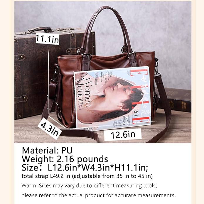 Handbags and Purses for women Vegan Leather Tote Bag for Women Satchel Shoulder Bags Travel Purse with Compartments - Image 5