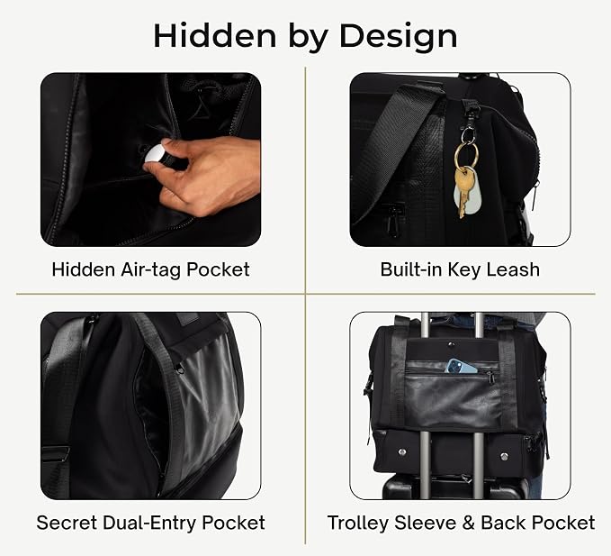 Modern Weekender Bag with Shoe Compartment, 30L Neoprene Personal Item - Image 5