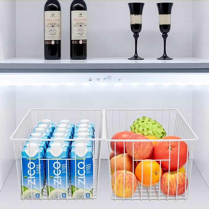 Freezer Organizer Bins - 3 Pack Stand Up Freezer Baskets for 16，17，21 cu.ft Upright Freezer, Wire Storage Baskets with Built-in Handles, Easy to Access Frozen Food Allow Air Circulation, White - Image 7