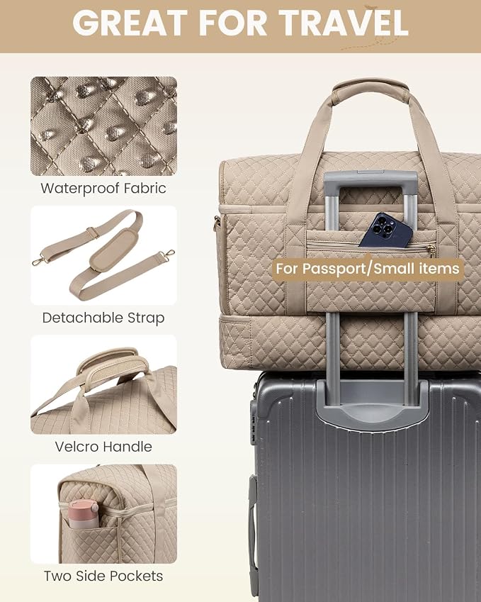 LOVEVOOK Large Travel Duffle Bag, Weekender Bags for Women With Shoe Compartment, Overnight Hospital Bag For Women Labor Delivery, Carry on Bag Personal Item Travel Bag, Yoga Gym Duffel Bag - Image 7
