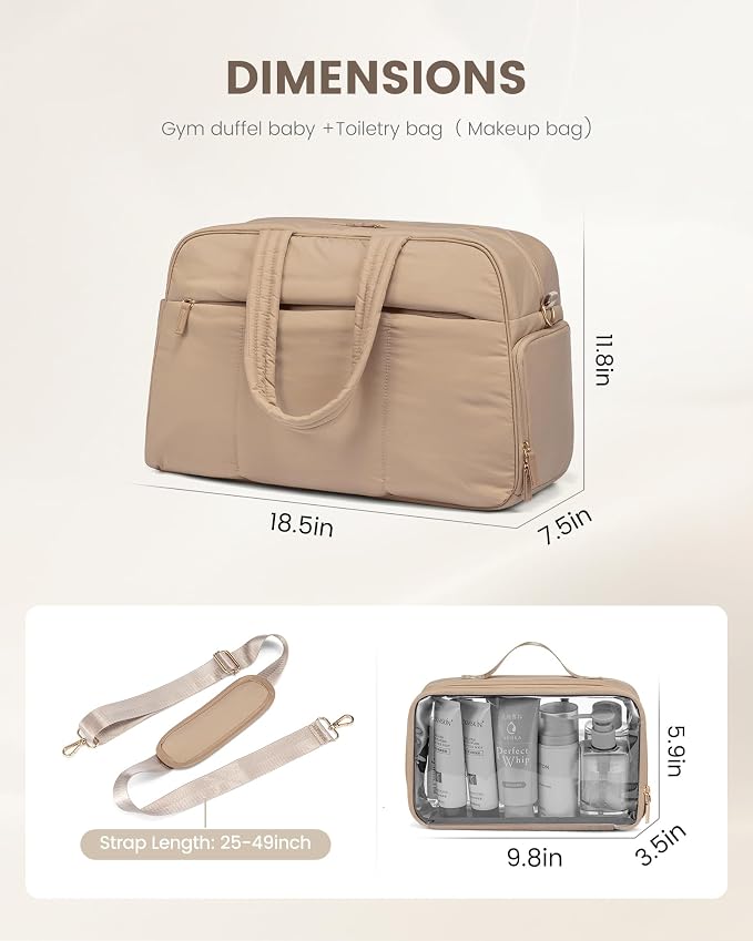 LOVEVOOK Travel Duffel Bag, Gym Bags for Women with Shoe Compartment, Carry on Weekender Bags with Wet Pocket for Women,Water Resistant Puffer Bag Workout Bag for Sports Gym - Image 2
