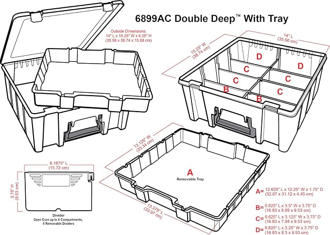 ArtBin 6899AZ Super Satchel Double Deep with Lift-Out Tray Storage Container, Portable Arts & Crafts Organizer with Removable Dividers, Clear - Image 3