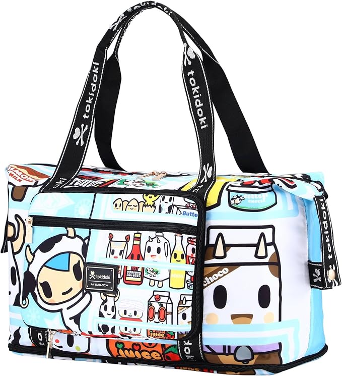 Tokidoki Unicorno Foldable Duffle Bag for Travel, 40L Expandable Weekender Bags with Trolley Sleeve Overnight Bags for Travelling (Blue) by Tokidoki