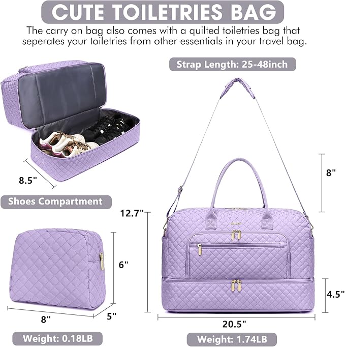 Travel Duffel Bags for Women with Shoe Compartment, Weekender Overnight Bag with Wet Pocket & Toiletry Bag, Carry On Personal Item Bag, Travel Tote Gym Bag, Hospital Bags for Labor and Delivery - Image 2