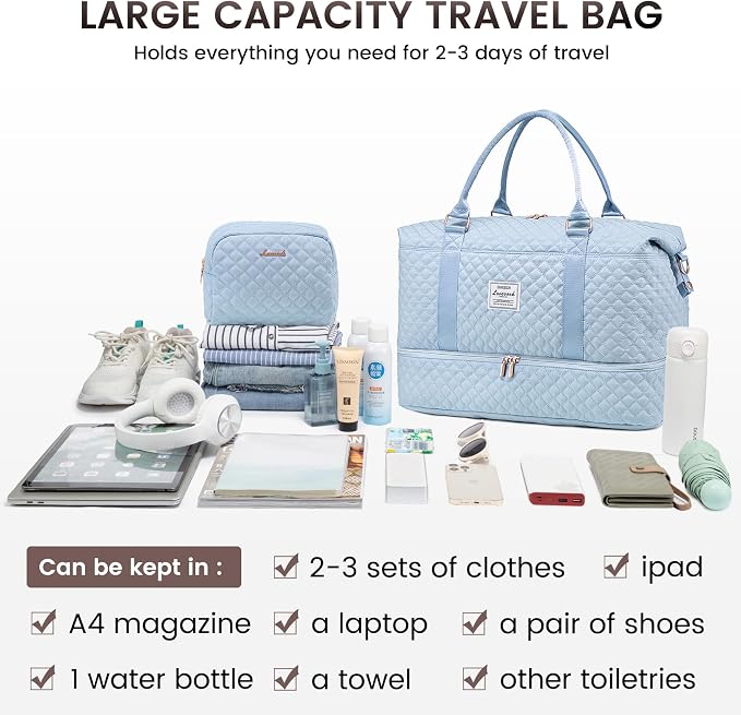 LOVEVOOK Travel Duffle Bag,Weekender Bags for Women with Shoe Compartment，Carry on Overnight Bag with Toiletry Bag,Gym Duffel Bag with Wet Pocket, Hospital Bags for Labor and Delivery - Image 8