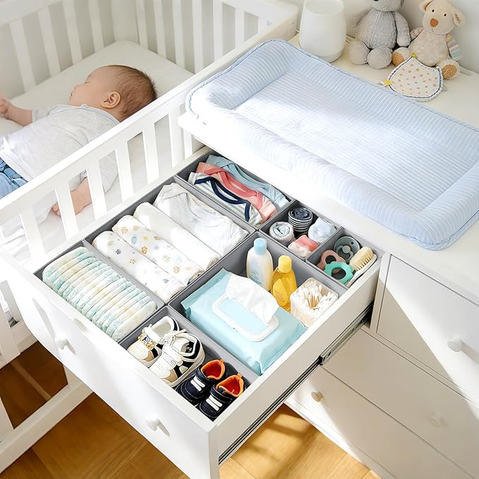 DIMJ Drawer Organizer Clothes, 30 Pack Dresser Organizer, Foldable Closet Organizers and Storage, Fabric Dresser Bins, Drawer Dividers for Nursery, Baby Clothes, Underwears, Sock,Gray - Image 3