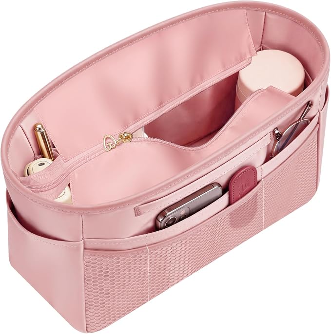 GIVLEFLY Purse Organizer Insert for Tote Bag, 11.81 Inch Satin Bag Organizer with Zipper Pocket, Multi Pocket Handbag Organizer by GIVLEFLY