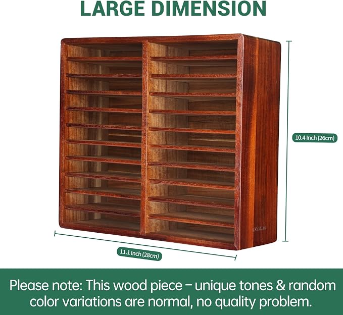 Acacia Wood Marker Organizer with 22 Compartments Holds 176 Markers, Alcohol Marker Storage Desk Organizer Pen Holder for Office Home Classroom Artists Kids Birthday Gift - Image 8