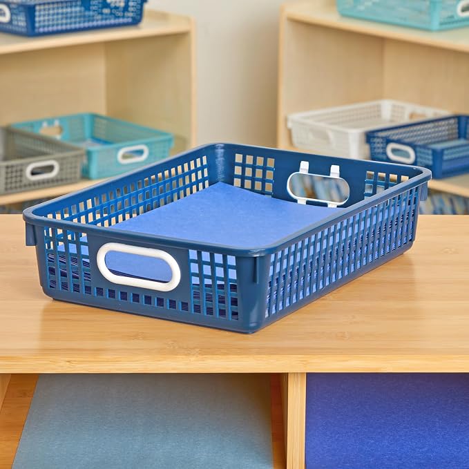Really Good Stuff Small Desktop Paper Storage Baskets, 14" x 10" x 3.25" | 6-Pack, Navy, Versatile Storage Solution for Classroom, Home & Office, Storage, Multi-Purpose - Image 6