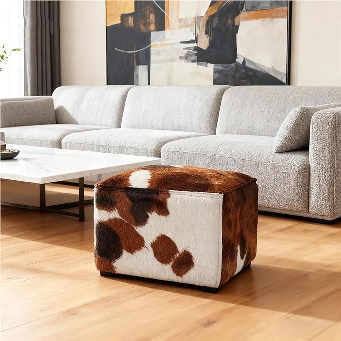 Square Faux Fur Pouf Ottoman Cover Footstool (No Filler) Indoor Beanbag Puff Footrest Footstool Washable Storage Bean Bag Chair Floor Pouf Covers Casual Bedroom(Tiger-Striped Brown) by Unknown