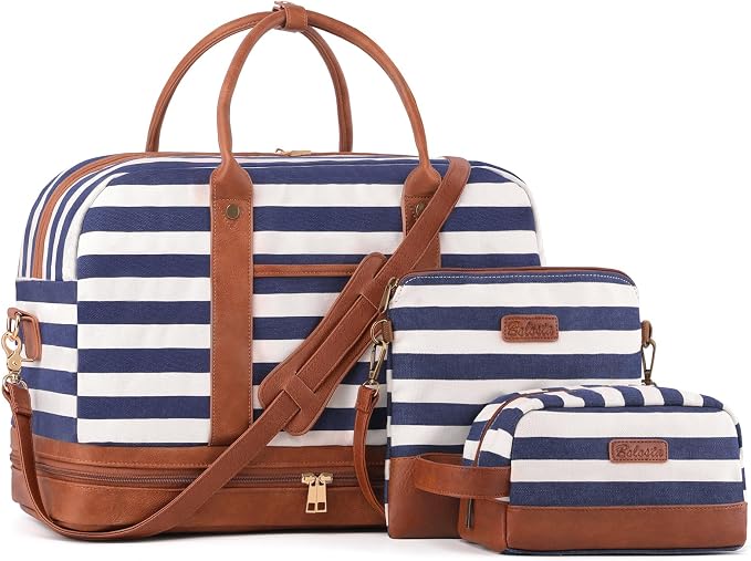 Weekender Bag for Women Canvas Overnight Bag Large Travel Tote Bag Carry on Shoulder Duffle Bag With Shoe Compartment,Perfect for Travel/Daily Use/Birthday Gift … by BOLOSTA