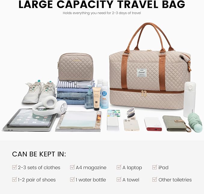 LOVEVOOK Travel Duffle Bag,Weekender Bags for Women with Shoe Compartment，Carry on Overnight Bag with Toiletry Bag,Gym Duffel Bag with Wet Pocket, Hospital Bags for Labor and Delivery - Image 7