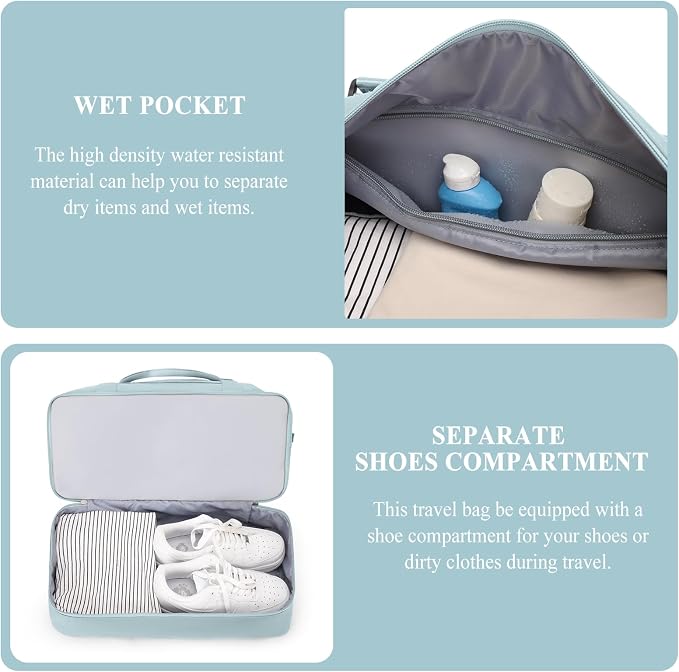 Weekender Bags for Women, Personal Item Travel Bag with Shoes Compartment | Overnight Travel Duffel Bag with Toiletry Bag, Airplane Friendly Carry-On Bag - Image 5