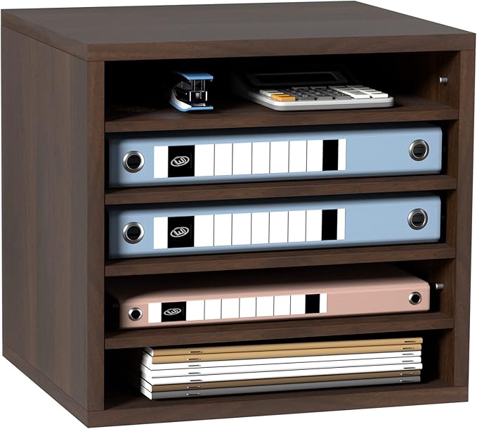 VEVOR Literature Organizers, 5 Compartments Office Mailbox with Adjustable Shelves, Wood Literature sorter 13.9x12x13 inches for Office, Home, Classroom, Mailrooms Organization, EPA Certified, Brown by VEVOR