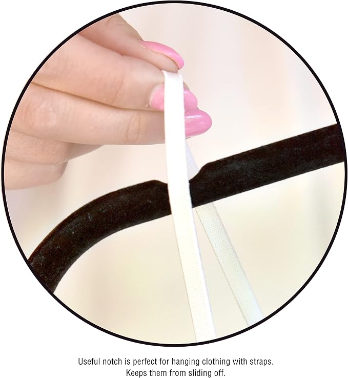 Black velvet hangers, ultra slim space saving, notches, tie bar, swivel hook, 30 pack, with bonus 20 matching velvet finger clips - Image 7