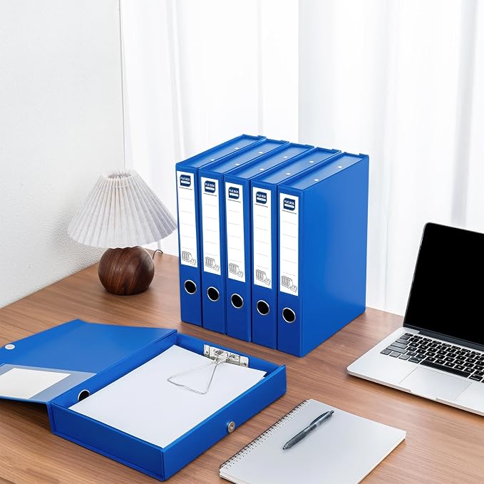 Storage File Boxes, 6 Pack Foldable File Boxes, 50mm Spine, Blue | Archives Cases with Magnetic Closure & Clip, Plastic Document File Folder Paper Storage Organizer - Image 7