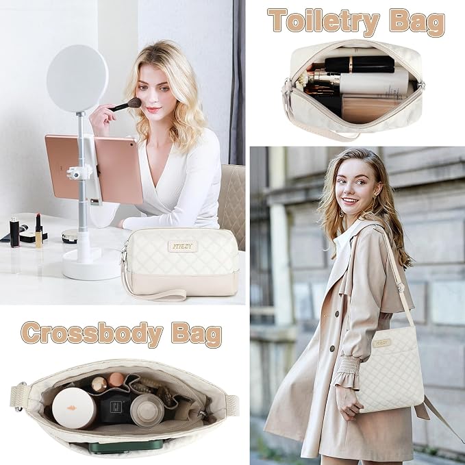 ITIEZY Weekender Bag for Women 21.5" Travel Duffel Large Carry On Bag 3PCS | Nylon Duffel Bag with Waterproof Shoe Compartment, Crossbody Bag and Toiletry Bag, Travel Weekend Hospital Overnight Gym Bag - Image 6
