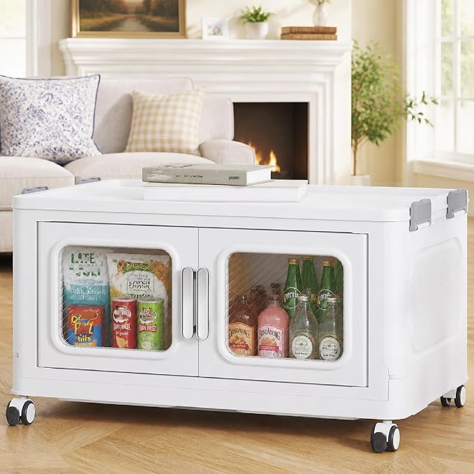 BROVIEW 50 Qt Extra Large Stackable Storage Bin with Lids, 1 Pack White | 12.5Gal Extra Large, Collapsible Storage Boxes with 1 Lids, Folding& Rolling Plastic Drawer, Heavy-Duty Cabinet Organization by BROVIEW-EnjoytheArtofLife