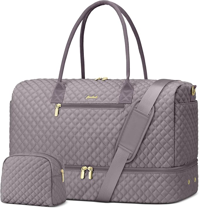 Large Weekender Bag for Women Travel: Overnight Bag with Shoe Compartment | 40L Capacity for 5 Day Trip Waterproof Durable Toiletry Bag Wet Pocket for Damp Items Suitable for Weekend Trips Hospital by FOCDOD