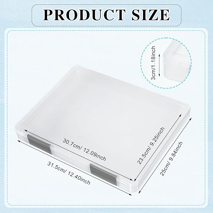 6 Pcs Clear Paper Storage Box,12.4 x 9.84 x 1.18 Inches,Gray | A4 Plastic File Box Document Paper Organizer Storage Board Game Project Cases Containers with Buckle for Craft, Magazine - Image 2