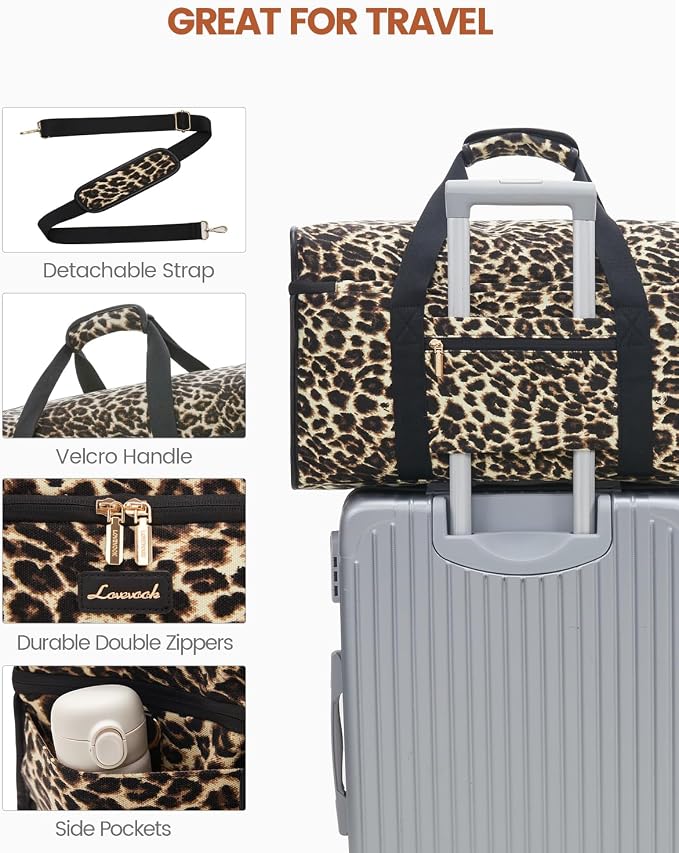 LOVEVOOK Travel Duffle Bag - Weekender & Overnight Bag with Toiletry & Wet Pocket, Carry-On Size, 3pc Set - Image 5