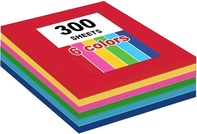 300 Sheets Construction Paper Assorted Colors for Art Supplies 12"x 17.3", 80gsm Colored Craft Paper Medium Weight for Arts Drawing Party Decoration by UDAREIT