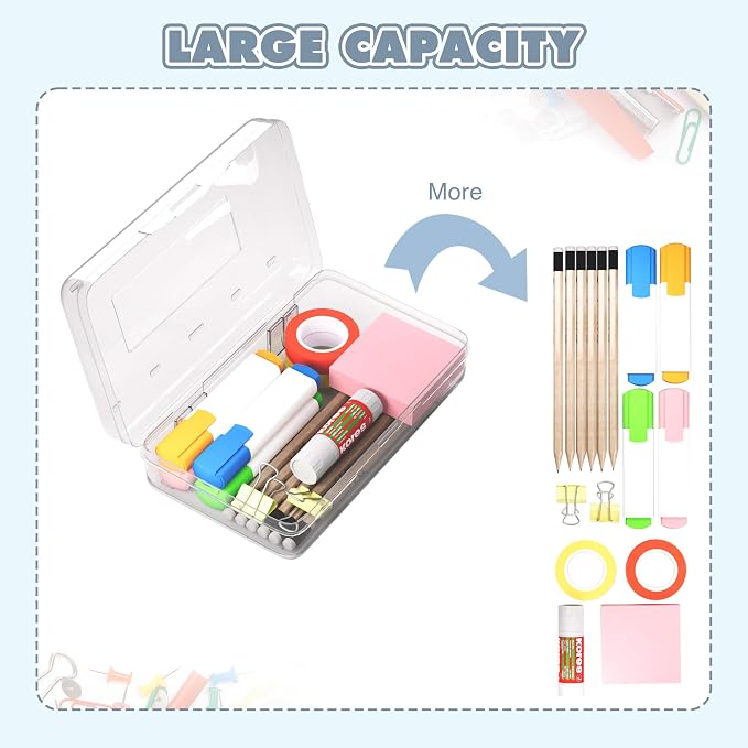 24pcs Pencil Cases Boxes Clear Pencil Case Organizer Plastic Pencil Case Marker Storage Organizer Clear Pencil Box Large Capacity Pencil Case Bulk - Image 4