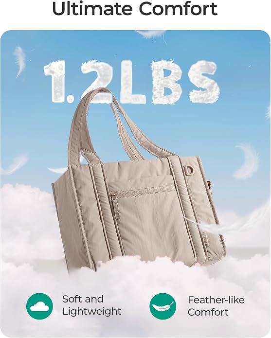 BAGSMART Boxy Tote Bag for Women, Crossbody Work Bag with Zipper | 3 Sizes Small Mini Tote Bag, Inner Tumbler Pocket Crush Bow Should Bag for Travel Work College - Image 9