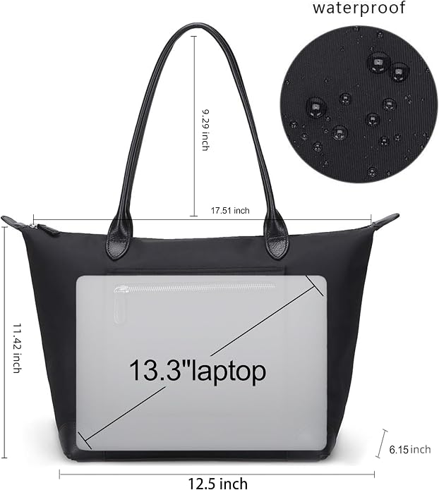 DORIS&JACKY Women Lightweight Tote Bag Designer Leather Work Shoulder Purse | Large Foldable Waterproof Nylon Hobo, Soft Fashion Casual Travel Gym Shopping Handbags with Long Leather Strap - Image 5