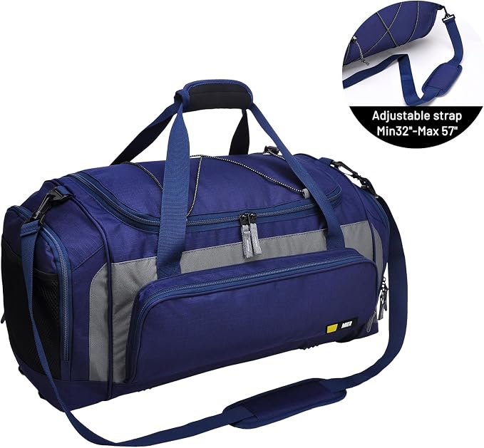 MIER Large Gym Bag for Men 60L Duffel Bag with Shoe Compartment | Lightweight & Durable Sports Duffles; Suited for Workout Fitness Travel Weekender; Water Resistant; Adjustable Shoulder Strap - Image 5