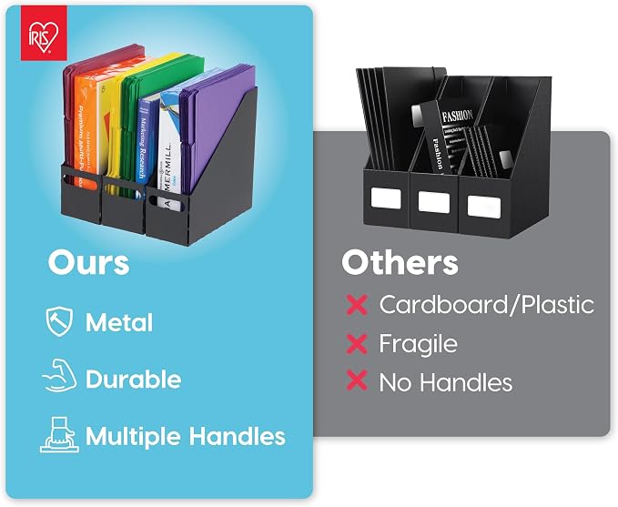 IRIS USA 6-Pack Magazine Holder Organizer, Black | Organize classroom papers, folders and reading materials with compact storage for teachers, schools and educators - Image 3