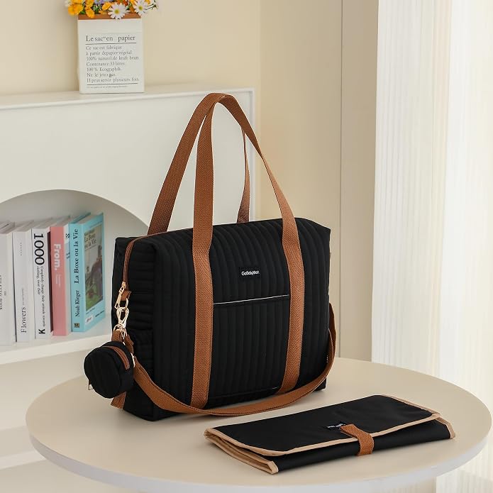 Diaper Bag Tote for Moms, Baby Hospital Bag with Insulated Bottle Pockets, Changing Pad & Stroller Straps - Image 6