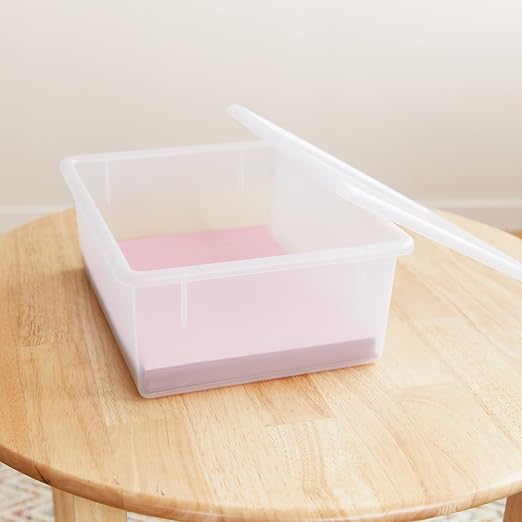 ECR4Kids Letter Size Tray Organizer with Lid, Large, 10-Piece, Clear | Durable plastic, GREENGUARD Gold Certified, 1 gallon capacity, stackable/nestable, easy-lift lids, classroom & home use - Image 8