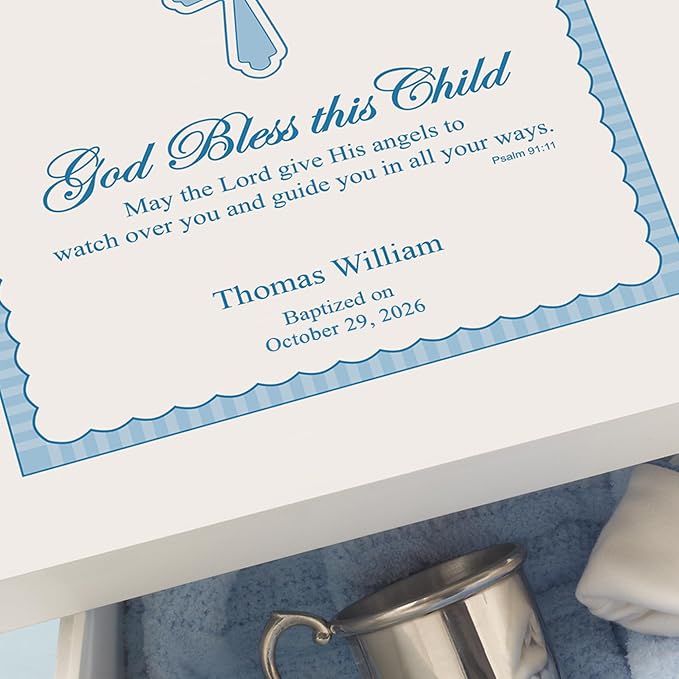 Let's Make Memories Personalized Keepsake Box for Blessed Child - Memories Box - Baptism - Confirmation - Memento Storage - For Girls - 6" Hx12 Sq - God Bless - Pink - Image 4