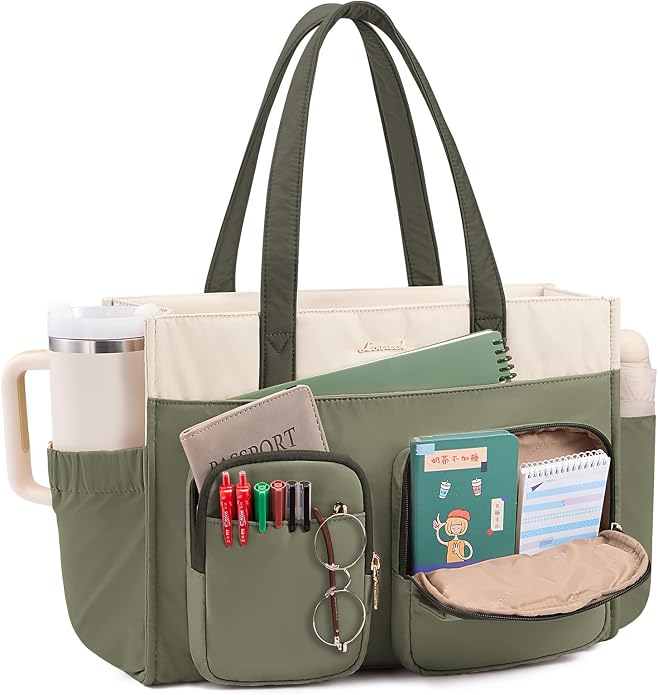 LOVEVOOK Teacher Tote Bag for Women,Multi-pocket Laptop Bag with Large Cup Holder,Nurse Bags Work Travel Computer Handbag by LOVEVOOK