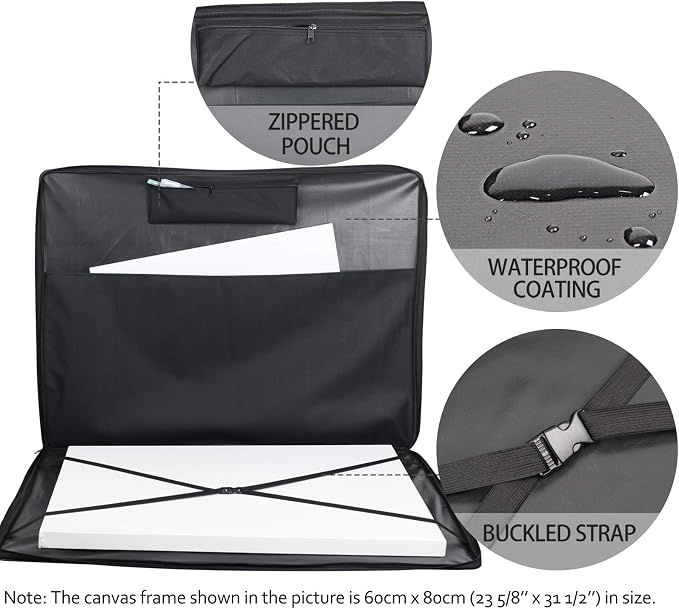JJRING 37x28 Inch Wire Framed Art Portfolio Case Bag, Black | Nylon Portfolio Tote Storage Bag For Artworks, Posters, Drawings, And Prints - Image 9