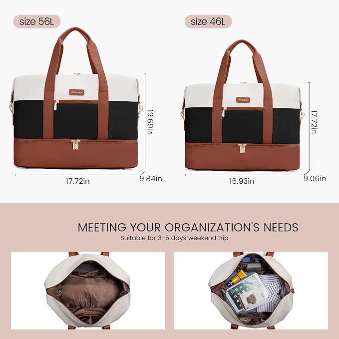 LOVEVOOK Weekender Bag for Women, Large Duffle Bag for Travel with 2 Packing Cubes, Carry on Overnight Bag with Shoe Compartment, Mom Hospital Bags for Labor and Delivery - Image 3