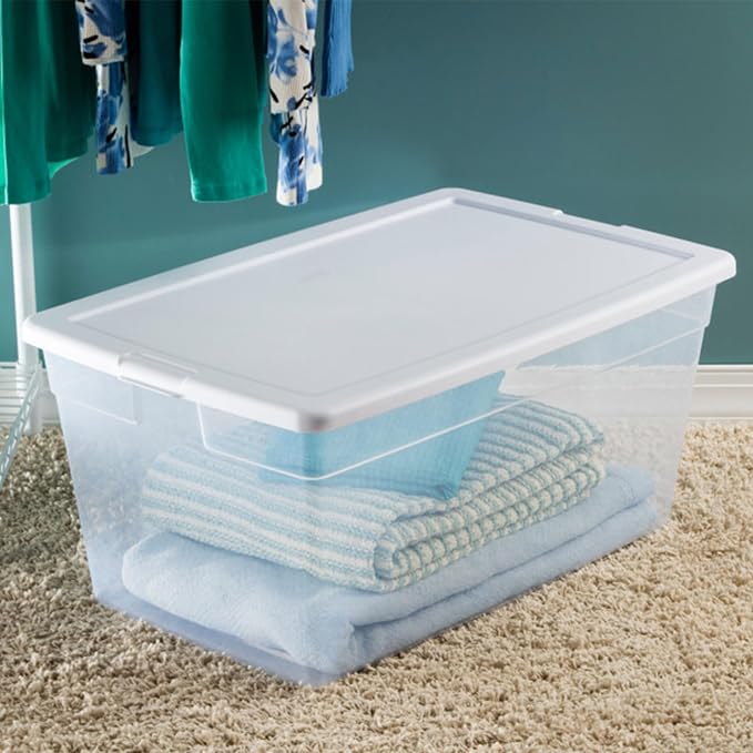 Sterilite Storage Box, Stackable Clear Plastic Bins, 90 Quart, 8-Pack | Heavy-Duty Organizing Containers with Snap-On Lids for Closet, Bathroom, and Office - Image 8