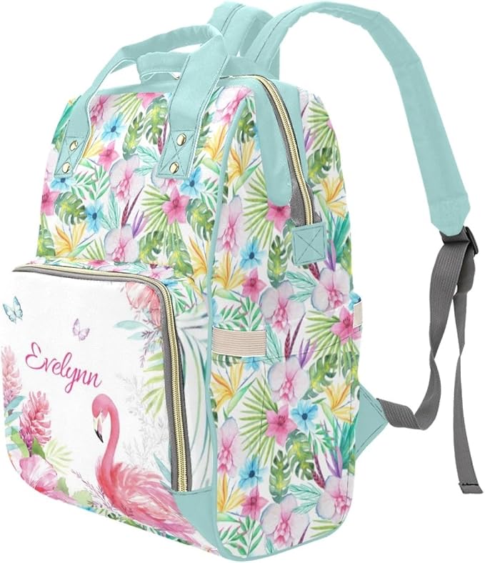 Custom Diaper Bag Personalized Flamingo Casual Nursing Mommy Daypack with Insulated Pocket Customized Cute Diaper Bag Backpack with Name or Holiday Travel - Image 2